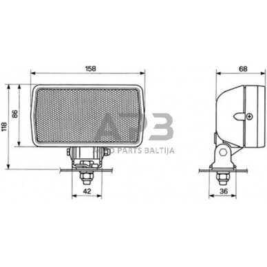 Darbo žibintas stačiakampis Halogen, 55W, 12V, Cobo 05299000 2