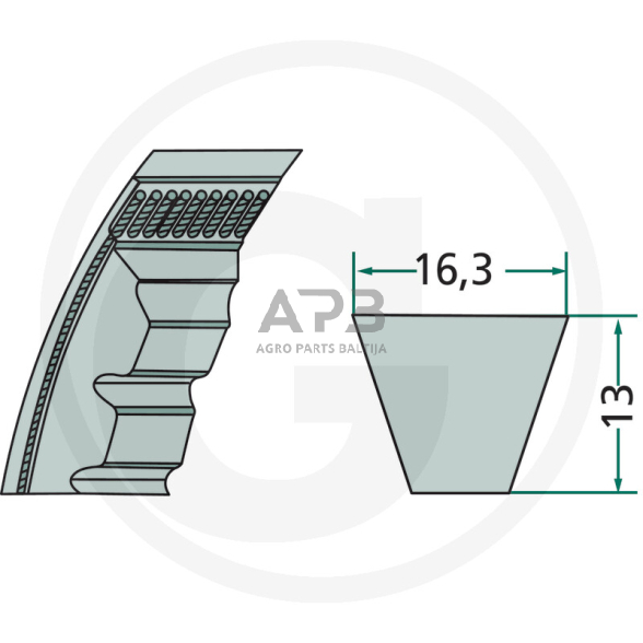 Dantytas diržas XPB 16,3x1260mm Li, 16,3x1342mm La 1