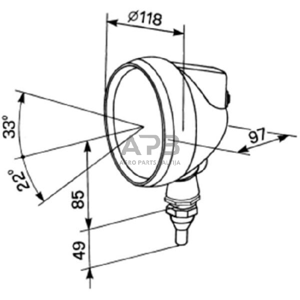 Darbo žibintas apvalus 55/70W, 12/24V, 144mm, Cobo 05155000 1