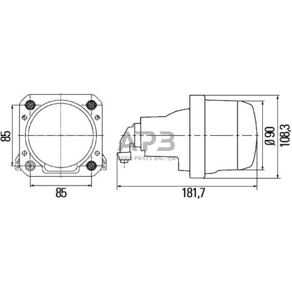 Darbo žibintas apvalus Halogen, 55W, 12V, 181.7x108.3mm, Hella 1AL009998001 6