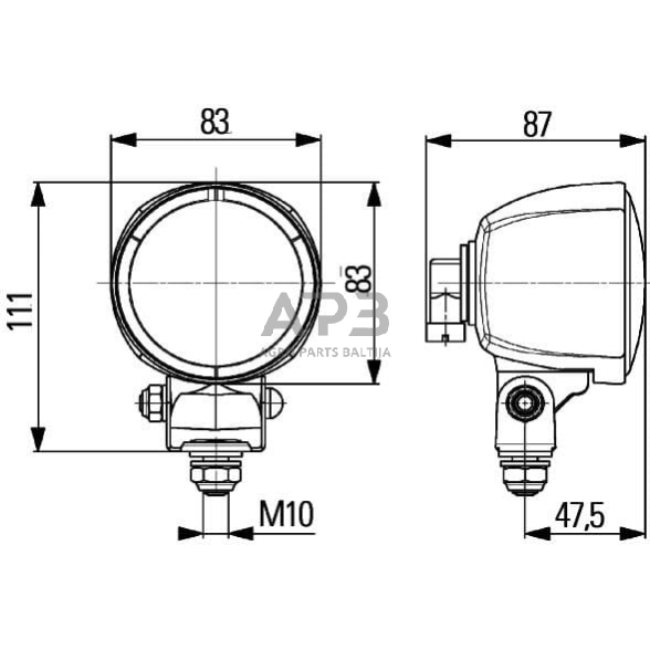 Darbo žibintas purkštuvams 65W, 12V, 83x87x111mm, Hella 1G0996176671 6