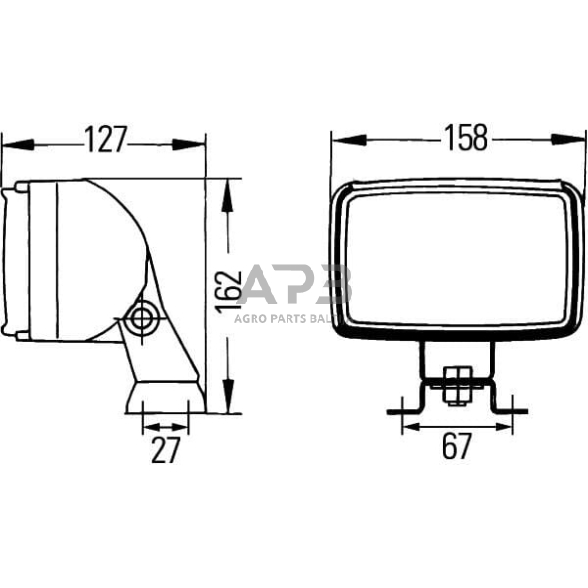 Darbo žibintas stačiakampis Halogen, 55/70W, 12/24V, 158x127x162mm, Hella 1GA006991041 6