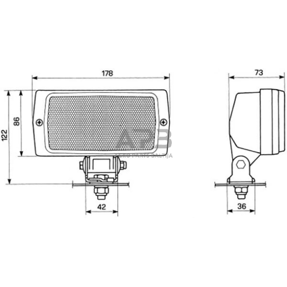 Darbo žibintas stačiakampis Halogen, 55W, 12V, Cobo 05275000 1