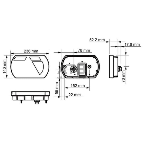 Daugiafunkcinis galinis žibintas dešininis LED, SMART, 12V, 236x140x24.3mm, 5 kontaktų, L26060P5RH5SM 3