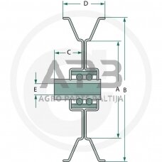 Diržo skriemulys su guoliu universalus 54,00 x 79,40 x 12,70 x 9,50 x 9,50 mm