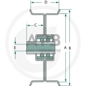 Diržo skriemulys su guoliu universalus 101,60 x 115,80 x 6,10 x 22,20 x 12,70 mm