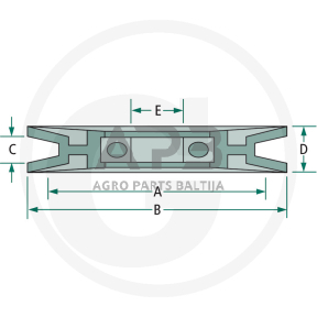 Diržo skriemulys su guoliu universalus 34,90 x 50,80 x 9,50 x 15,90 x 16,90 mm