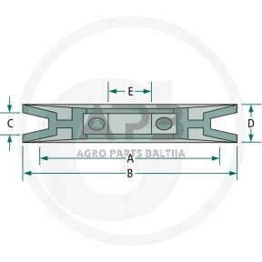 Diržo skriemulys su guoliu universalus 66,70 x 101,60 x 12,70 x 22,20 x 16,90 mm