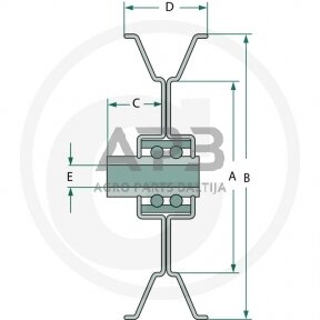 Diržo skriemulys su guoliu universalus 69,90 x 101,80 x 12,70 x 20,60 x 9,50 mm