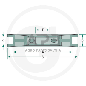 Diržo skriemulys universalus 47,60 x 54,00 x 12,70 x 17,90 x 17,50 mm