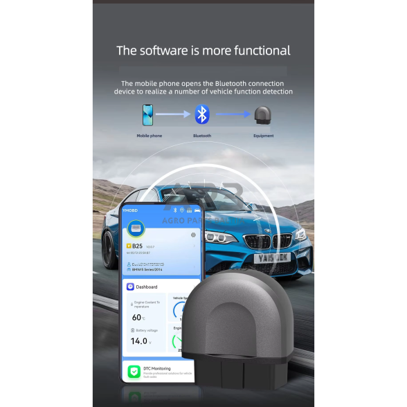 Diagnostikos įranga automobiliui OBD2 Bluetooth B25 4