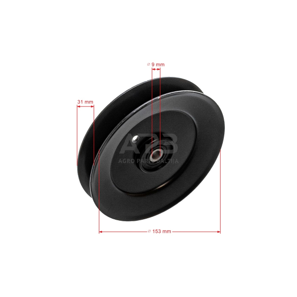 Diržo skriemulys Wolf-Garten 756-04050, 75604050, 956-04050, 95604050, 15605 153,00 x 28,00 x 9,50 mm 36" E/N Deck, 41" E/N Deck, Expert 92 .155 H, Expert 92.160 H, Expert 92.180 H, Expert 105.165 A, Expert 105.175 H, Expert 105.180 H, Expert 105.220 2