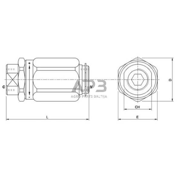 Droselinės sklendės vožtuvas VRB, G1/2", C056V0565 2