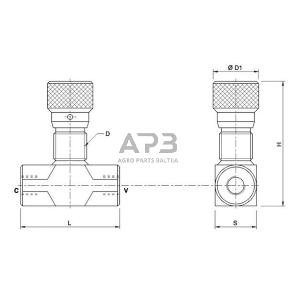 Droselinės sklendės vožtuvas VRFB90°, G1/2", C056V0587 2