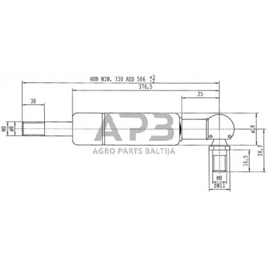 Dujinis amortizatorius L586mm 140N Stabilus CA477257 1