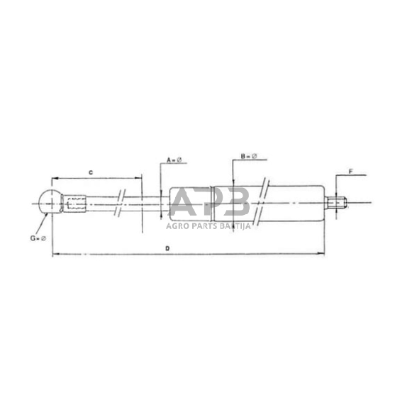 Dujinis amortizatorius L 233mm 150N CA7111TM 1