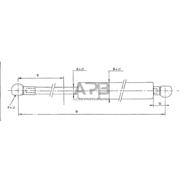 Dujinis amortizatorius L 570mm 200N CA1087RD 1