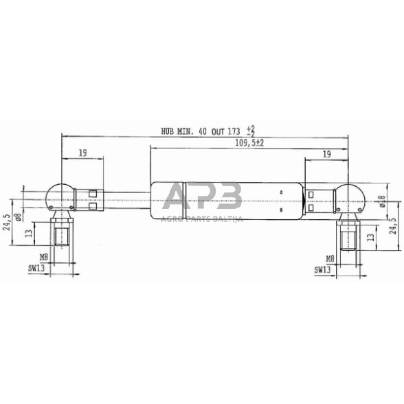 Dujinis amortizatorius L173mm 250N Stabilus CA9693BC 2