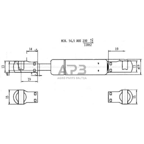 Dujinis amortizatorius L200mm 200N Stabilus CA4327ID 1