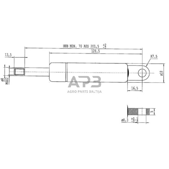 Dujinis amortizatorius L215mm 180N Stabilus CA288616CA288616 1