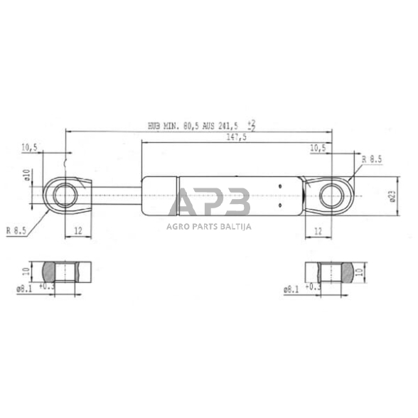 Dujinis amortizatorius L241.5mm 1300N Stabilus CA719250 2