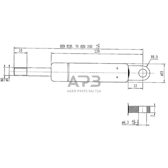 Dujinis amortizatorius L242mm 100N Stabilus CA049271 1