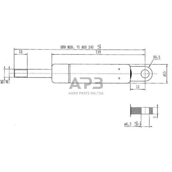 Dujinis amortizatorius L242mm 200N Stabilus CA049301 2