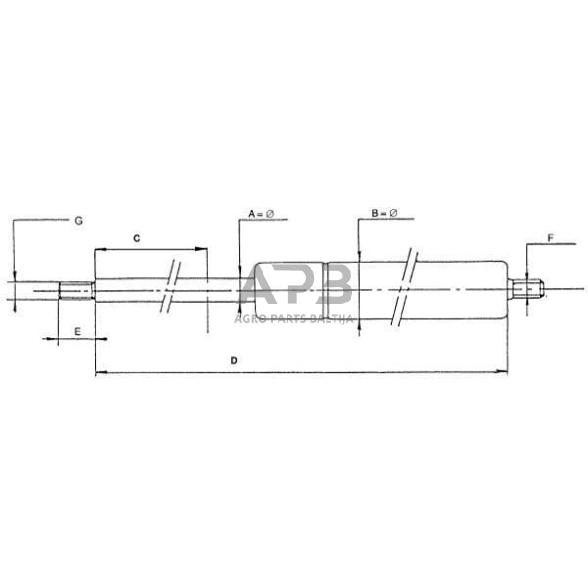 Dujinis amortizatorius L245mm 350N CA588432350 1