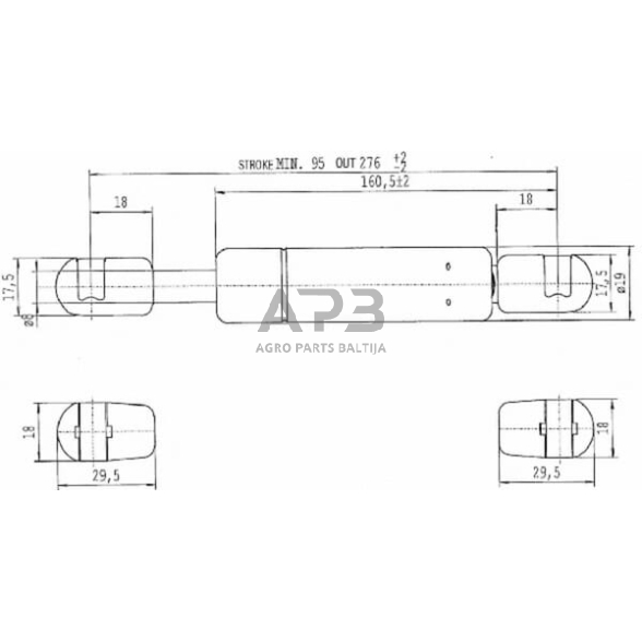 Dujinis amortizatorius L276mm 450N Stabilus CA592404 2