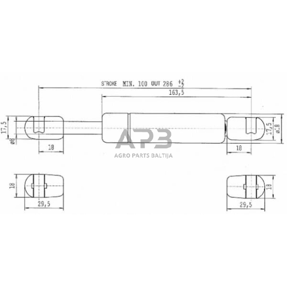 Dujinis amortizatorius L286mm 300N Stabilus CA475017 3