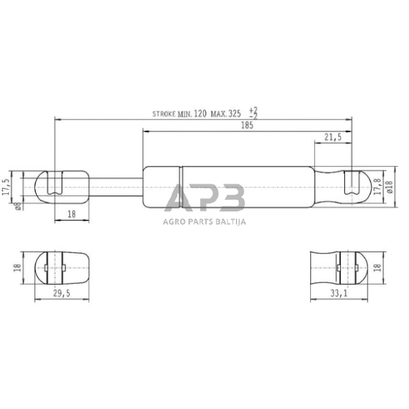 Dujinis amortizatorius L325mm 150N Stabilus CA752762 2