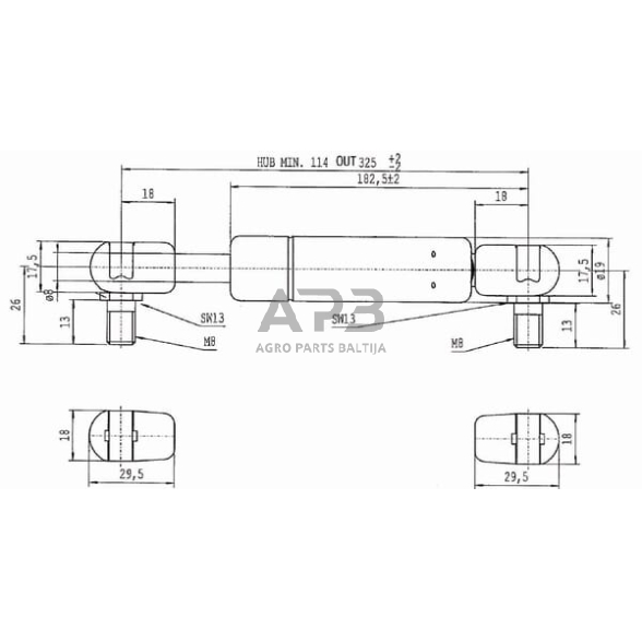 Dujinis amortizatorius L325mm 200N Stabilus CA676594 1