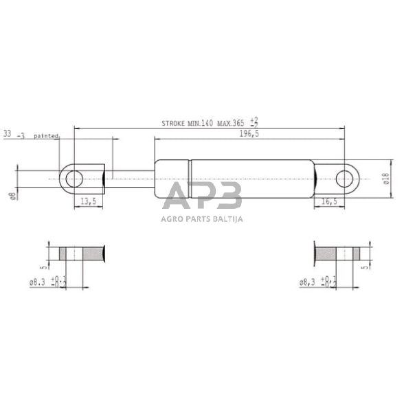 Dujinis amortizatorius L365mm 500N Stabilus CA084360 2