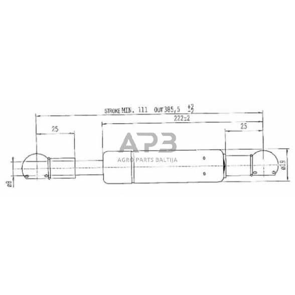 Dujinis amortizatorius L385.5mm 570N Stabilus CA709158 2