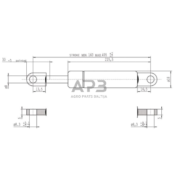 Dujinis amortizatorius L405mm 250N Stabilus CA094773 3