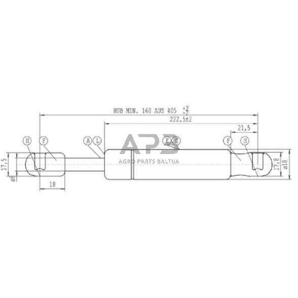 Dujinis amortizatorius L405mm 250N Stabilus CA752835 1