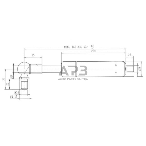 Dujinis amortizatorius L422mm 1700N Stabilus CA7972RE 1