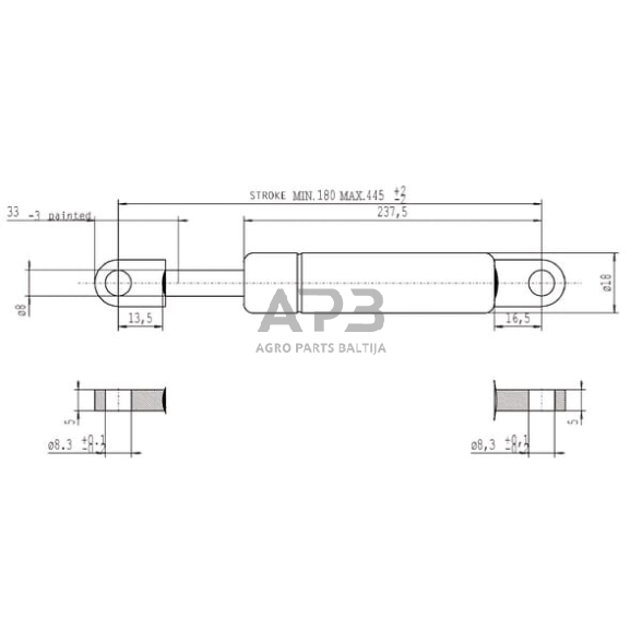 Dujinis amortizatorius L445mm 200N Stabilus CA913286 1