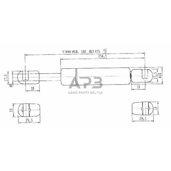 Dujinis amortizatorius L475mm 150N Stabilus CA722391 1