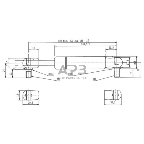 Dujinis amortizatorius L485mm 500N Stabilus CA083763 2