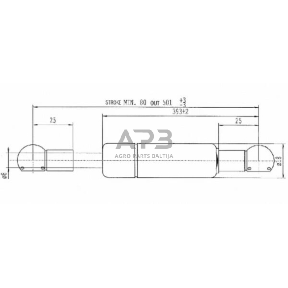 Dujinis amortizatorius L501mm 300N Stabilus CA477249 2