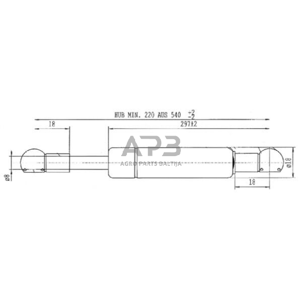 Dujinis amortizatorius L540mm 440N Stabilus CA4593VX 2