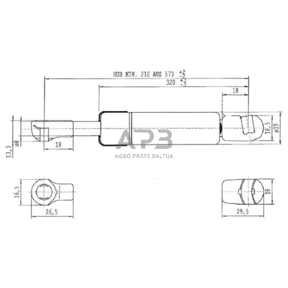 Dujinis amortizatorius L573mm 500N Stabilus CA8127KE 4