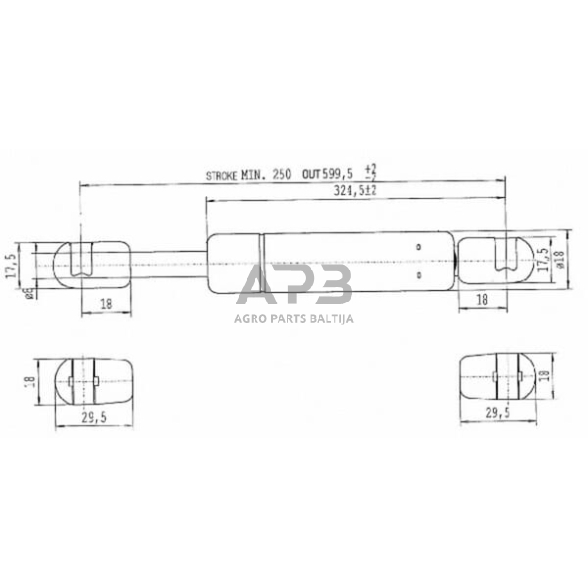 Dujinis amortizatorius L599.5mm 150N Stabilus CA592242 3