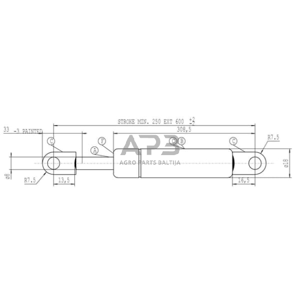 Dujinis amortizatorius L600mm 150N Stabilus CA049670 1