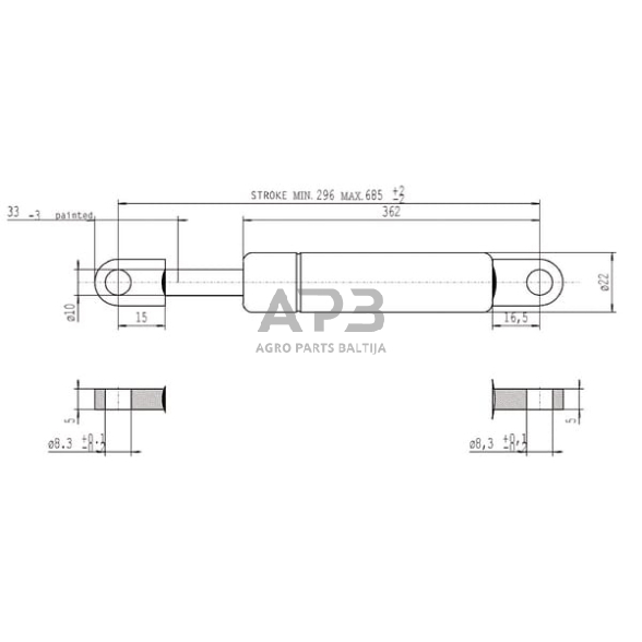 Dujinis amortizatorius L685mm 800N Stabilus CA084999 4