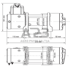 Elektrinė gervė 12V 4500LBS/2040KG (Sintetinis lynas)