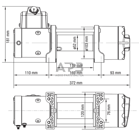 Elektrinė gervė 12V 4500LBS/2040KG (Sintetinis lynas) 1