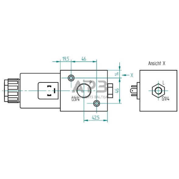 Elektrinis hidraulinis vožtuvas 3/2-3/4-12 VDC, 3212AK10143 1