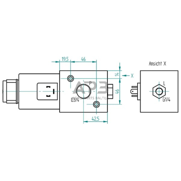 Elektrinis hidraulinis vožtuvas 3/2-3/4-24 VDC, 3224AK10063 2